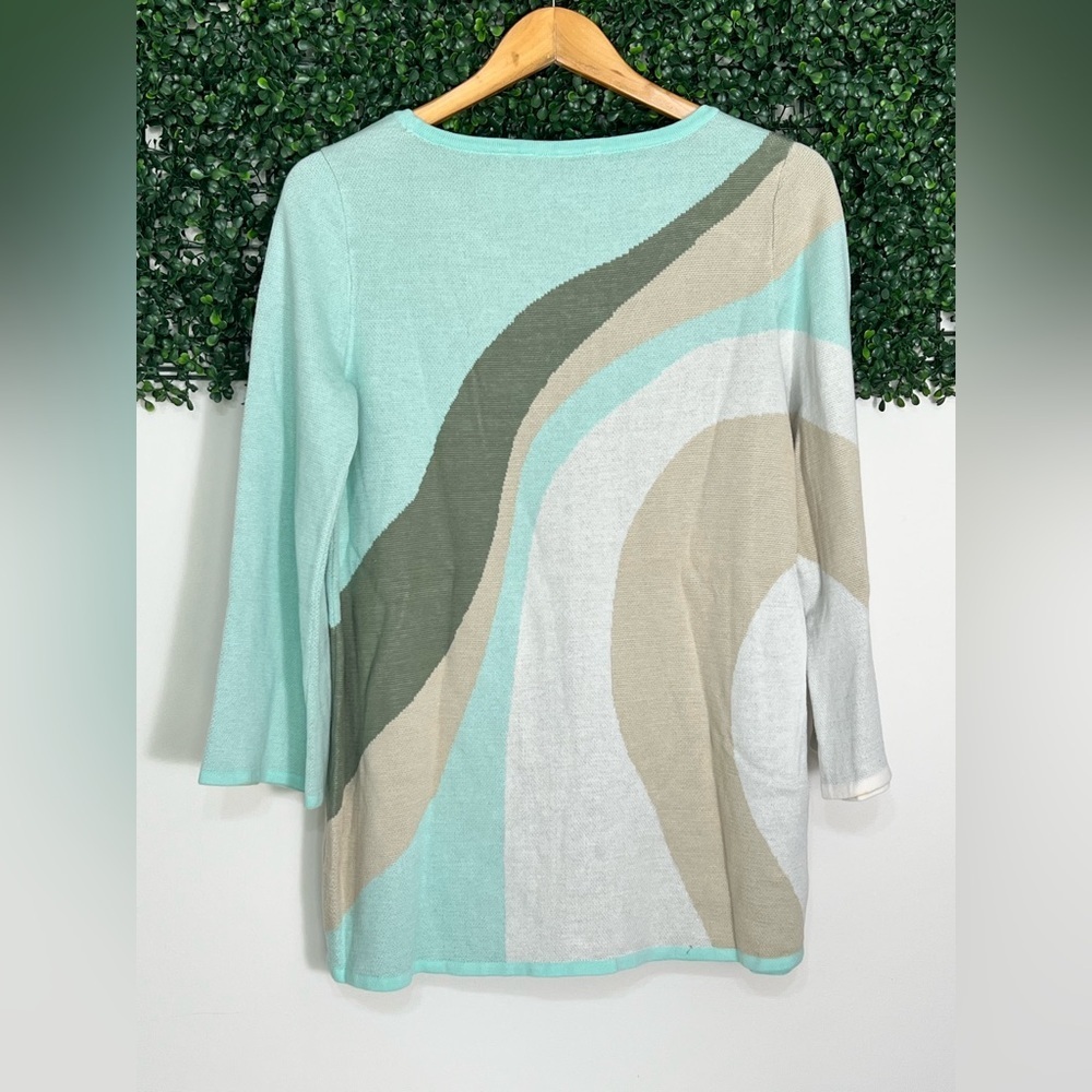 Soft Surroundings Sweater Womens XS Nina Aqua Marble Tunic Double Knit Com - Picture 5 of 13